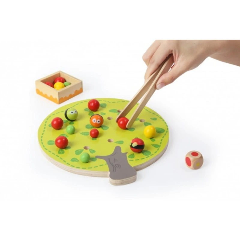 Дървена игра за сръчност, с пинсети, Pino, Ябълково дърво